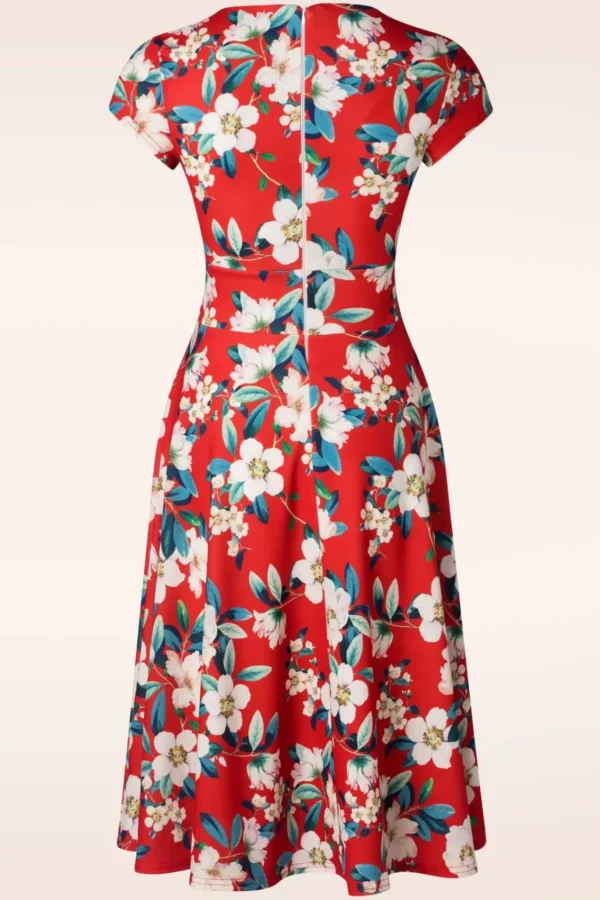 Outlet Vintage Chic for Topvintage Miley Flower Swing Jurk In Felrood