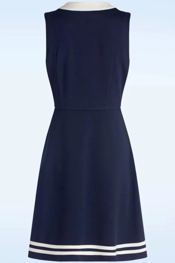 Cheap Vixen Nautical Sleeveless Bow Jurk In Marineblauw