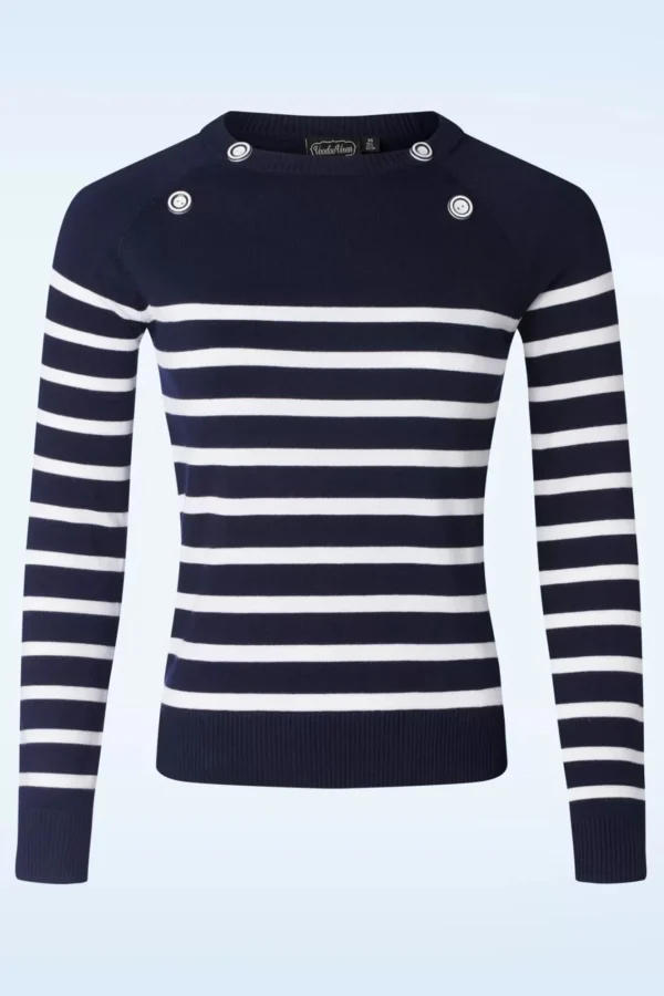 Store Vixen Nautical Stripe Sweater In Marineblauw