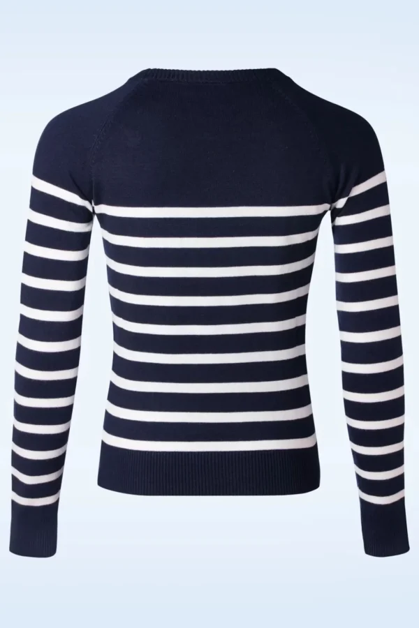 Store Vixen Nautical Stripe Sweater In Marineblauw