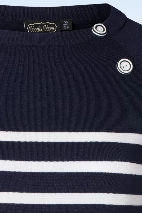 Store Vixen Nautical Stripe Sweater In Marineblauw