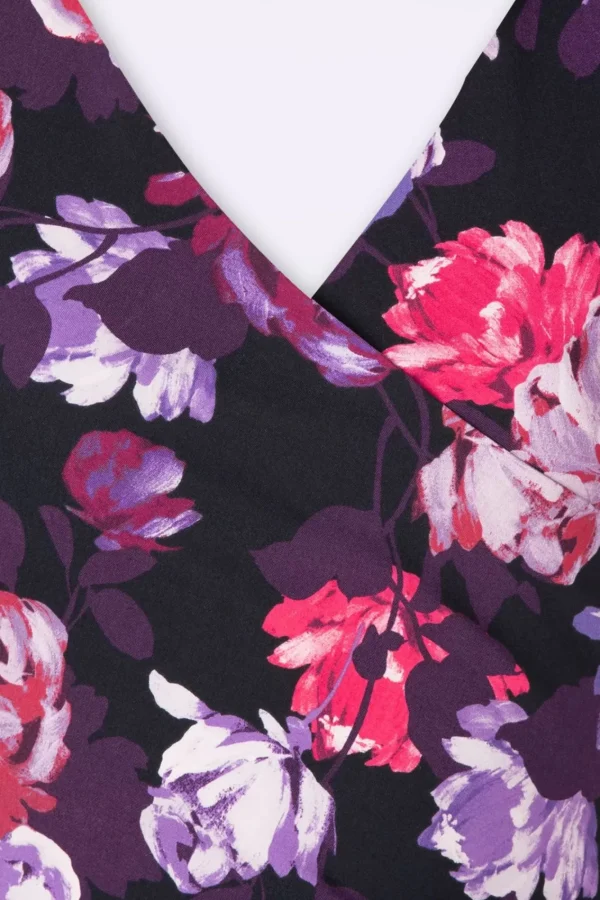 Shop Vintage Chic for Topvintage Noa Floral Pencil Jurk In Paars En Rood