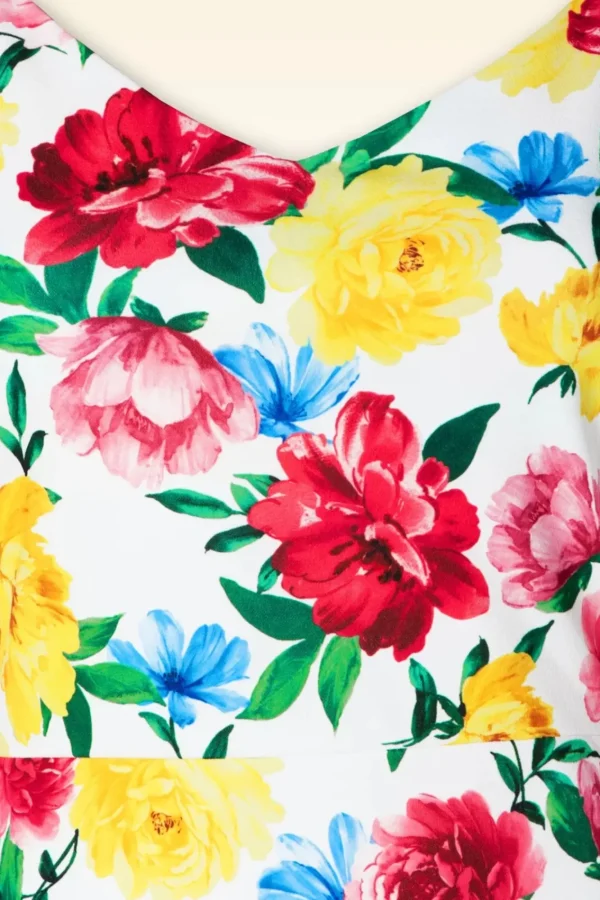 Clearance Vintage Chic for Topvintage Nori Floral Pencil Jurk In Wit