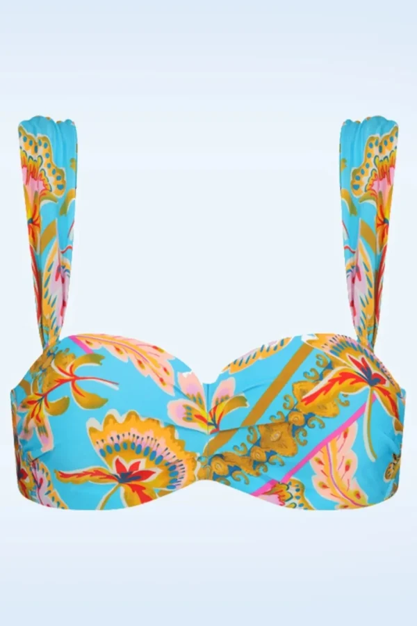 Online Cyell Orient Padded Bikini Top In Blauw