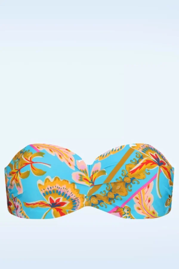 Online Cyell Orient Padded Bikini Top In Blauw