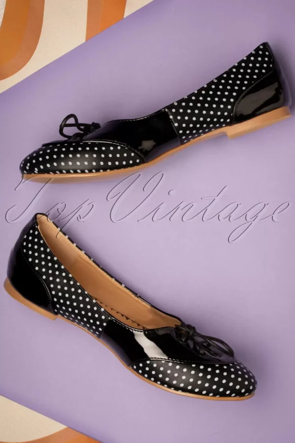 New Banned Retro Oxford Isabella Ballerina's In Zwart