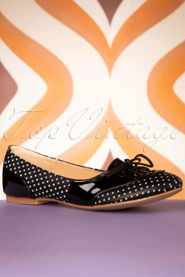 New Banned Retro Oxford Isabella Ballerina's In Zwart