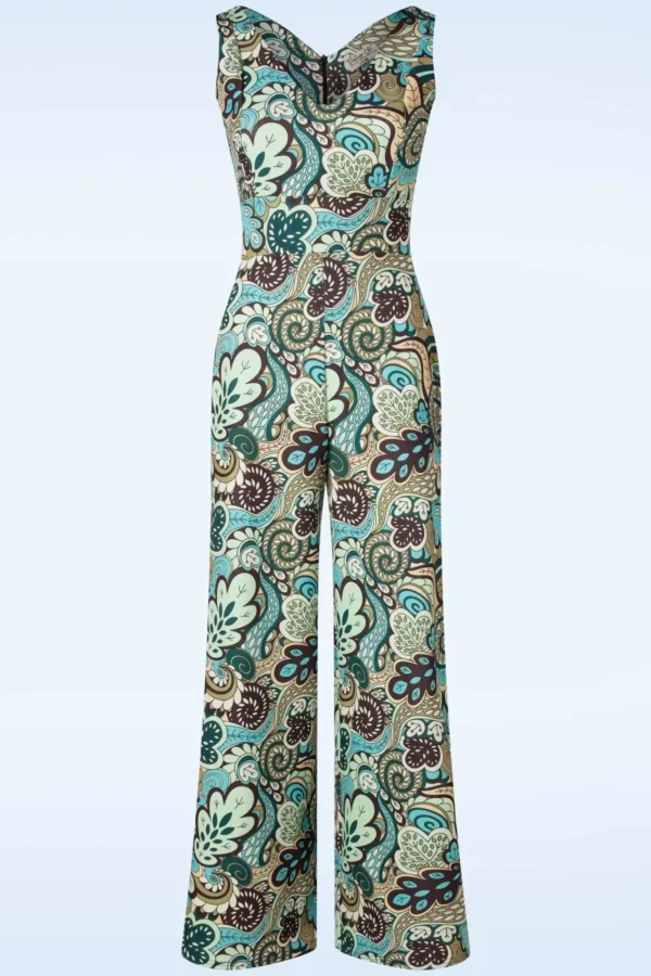 Hot Vintage Chic for Topvintage Paisley Jumpsuit In Groen En Bruin