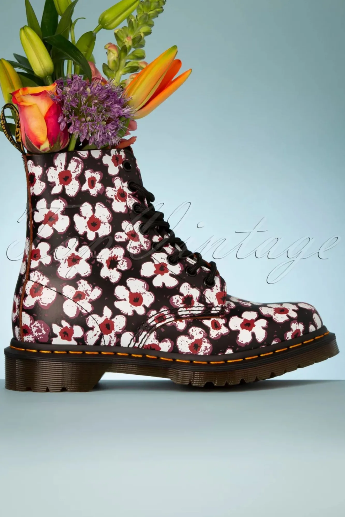 Cheap Dr. Martens 1460 Pansy Fayre Vintage Laarzen In Zwart