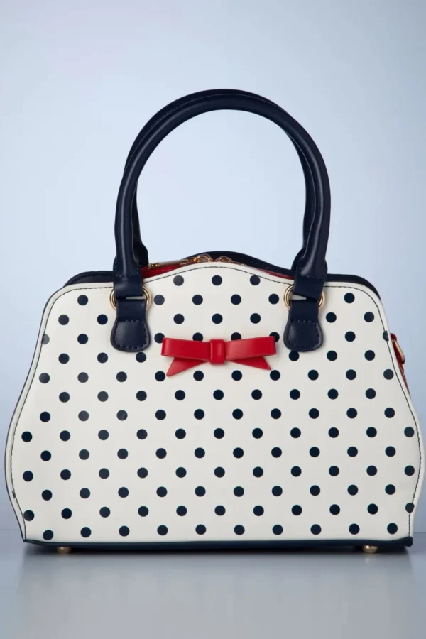 Store Banned Retro Poppy Polka Handtas In Wit