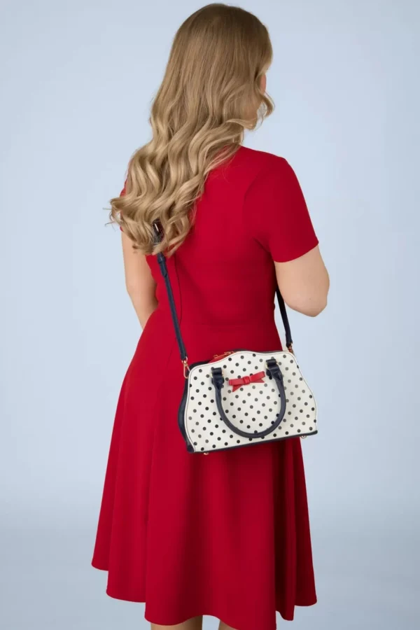Store Banned Retro Poppy Polka Handtas In Wit