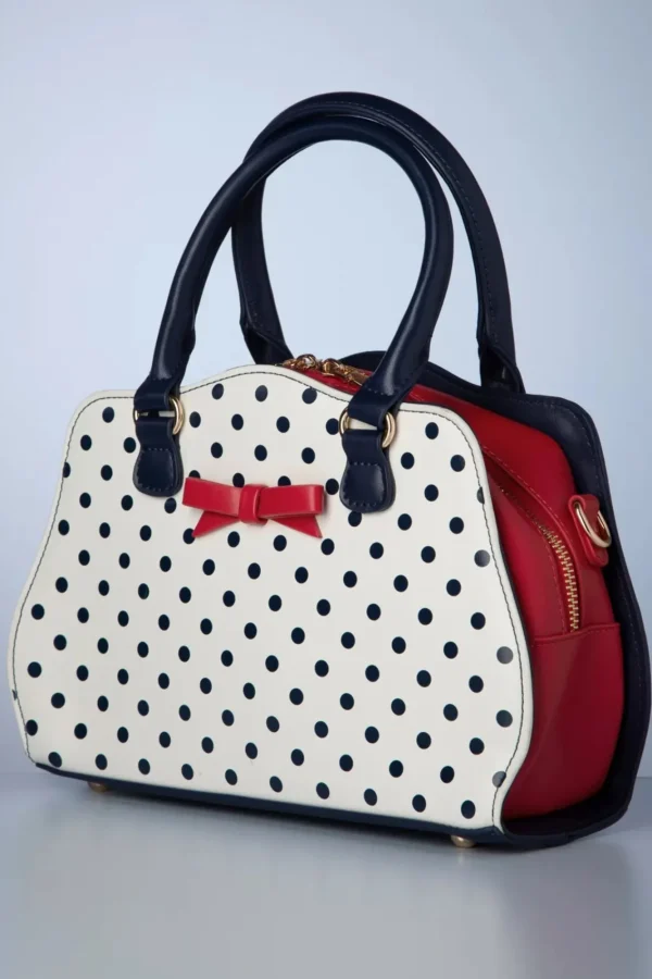 Store Banned Retro Poppy Polka Handtas In Wit