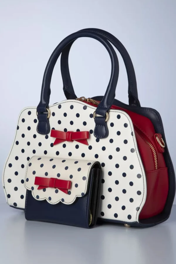 Store Banned Retro Poppy Polka Handtas In Wit