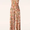 New Vixen Rainbow Floral Print Jumpsuit In Licht Roze