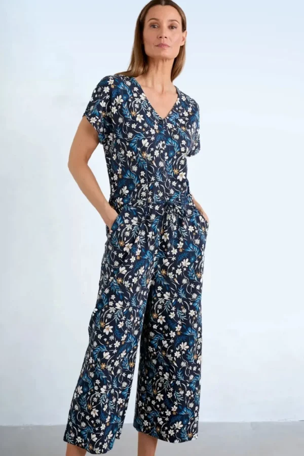 New Seasalt Rose Trellis Jumpsuit In Tidal Floral Maritime