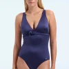 Cheap Cyell Satin Padded Badpak In Navy Blauw