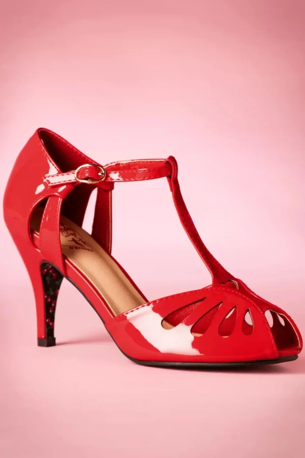 New Banned Retro Secret Love-Sandalen In Lippenstiftrood
