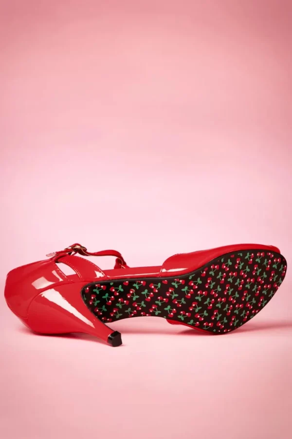 New Banned Retro Secret Love-Sandalen In Lippenstiftrood