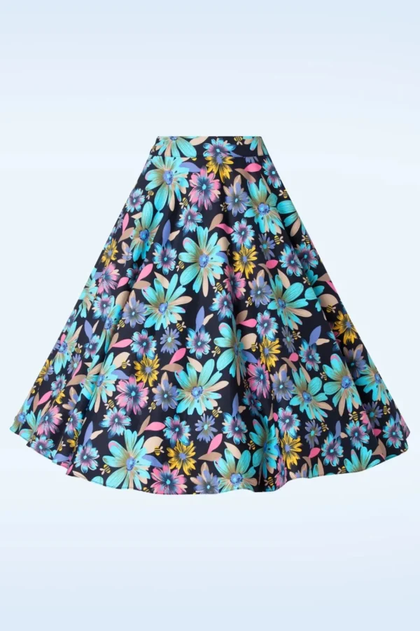 Shop Banned Retro Summer Bee Swing Rok In Marineblauw