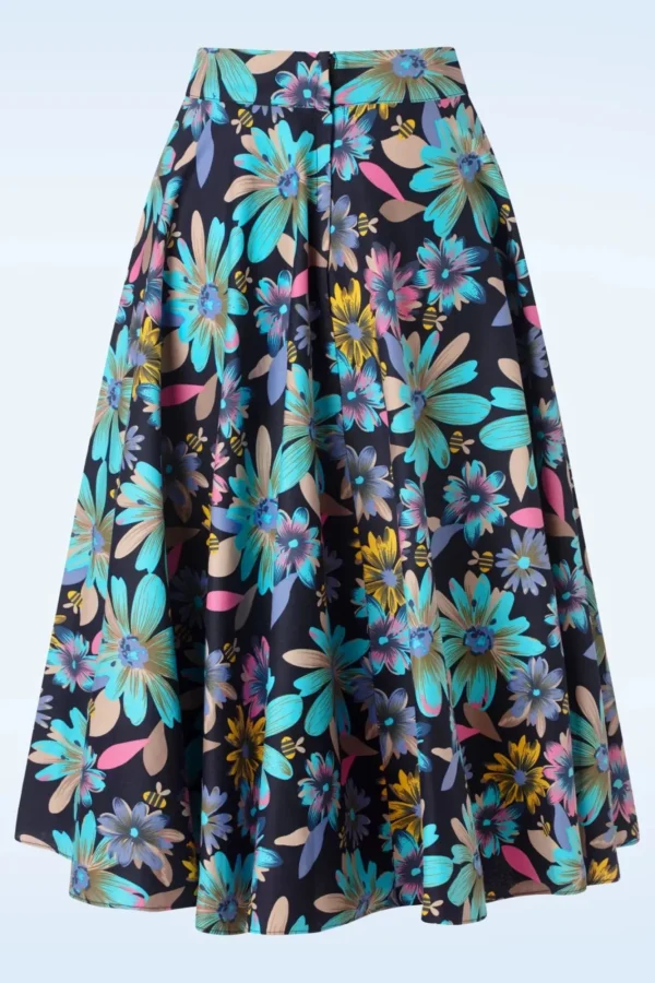 Shop Banned Retro Summer Bee Swing Rok In Marineblauw