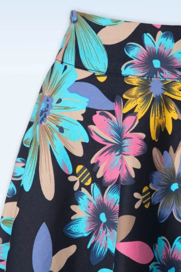 Shop Banned Retro Summer Bee Swing Rok In Marineblauw