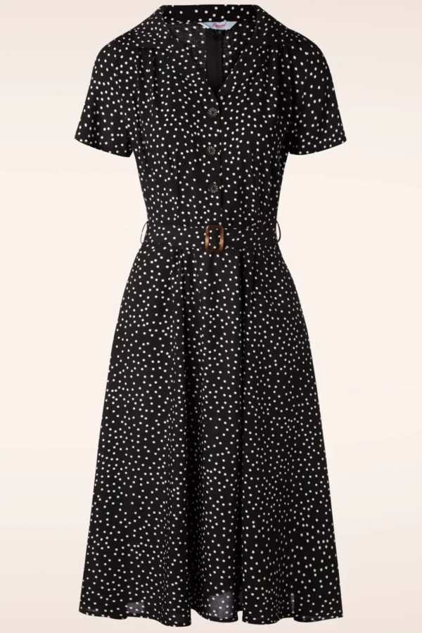 Store Banned Retro Swingjurk Met Stippen In Zwart