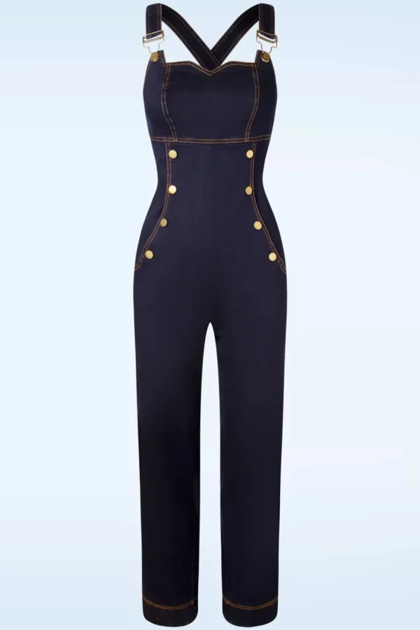 Sale Vixen Tallulah Overall Met Wijde Pijpen In Denim