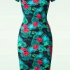 Outlet Vintage Chic for Topvintage Tanya Tropical Pencil Jurk In Zwart