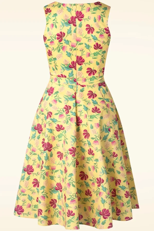 Best Topvintage Boutique Collection Topvintage Exclusive ~ Eliane Floral Swing Jurk In Lichtgeel