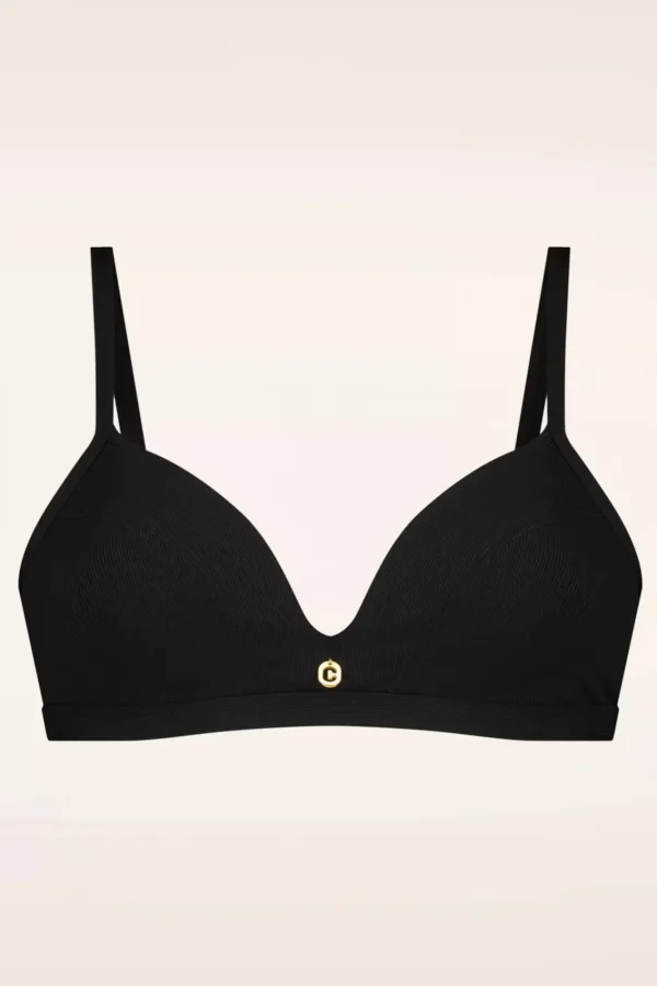 New TC Beach Triangle Bikinitop In Black Rib