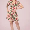 Sale Vixen Tropische Flamingo Button Up Playsuit In Licht Roze