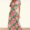 Clearance Smashed Lemon Tropische Maxi Jurk In Wit