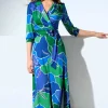 Outlet K-Design Vera Crossover Maxi Jurk In Blauw En Groen