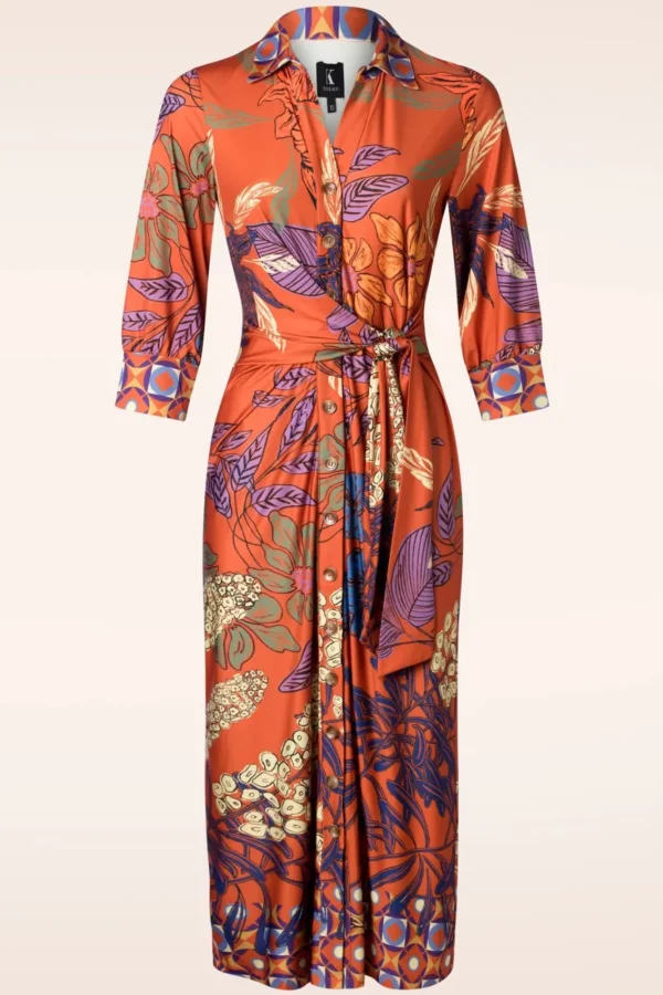 Outlet K-Design Veronica Midi Jurk In Oranje