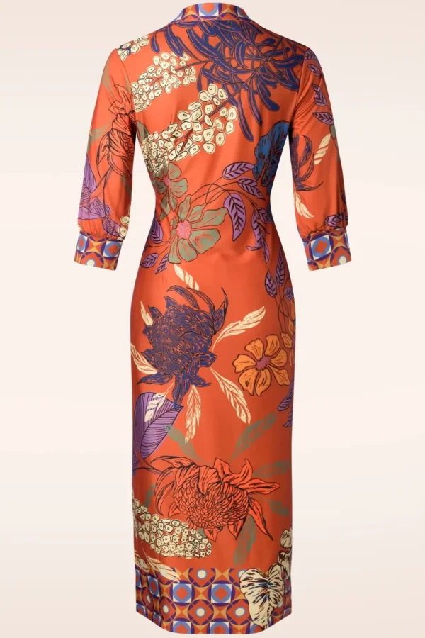 Outlet K-Design Veronica Midi Jurk In Oranje