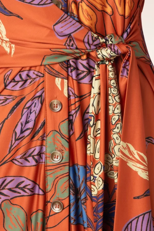 Outlet K-Design Veronica Midi Jurk In Oranje