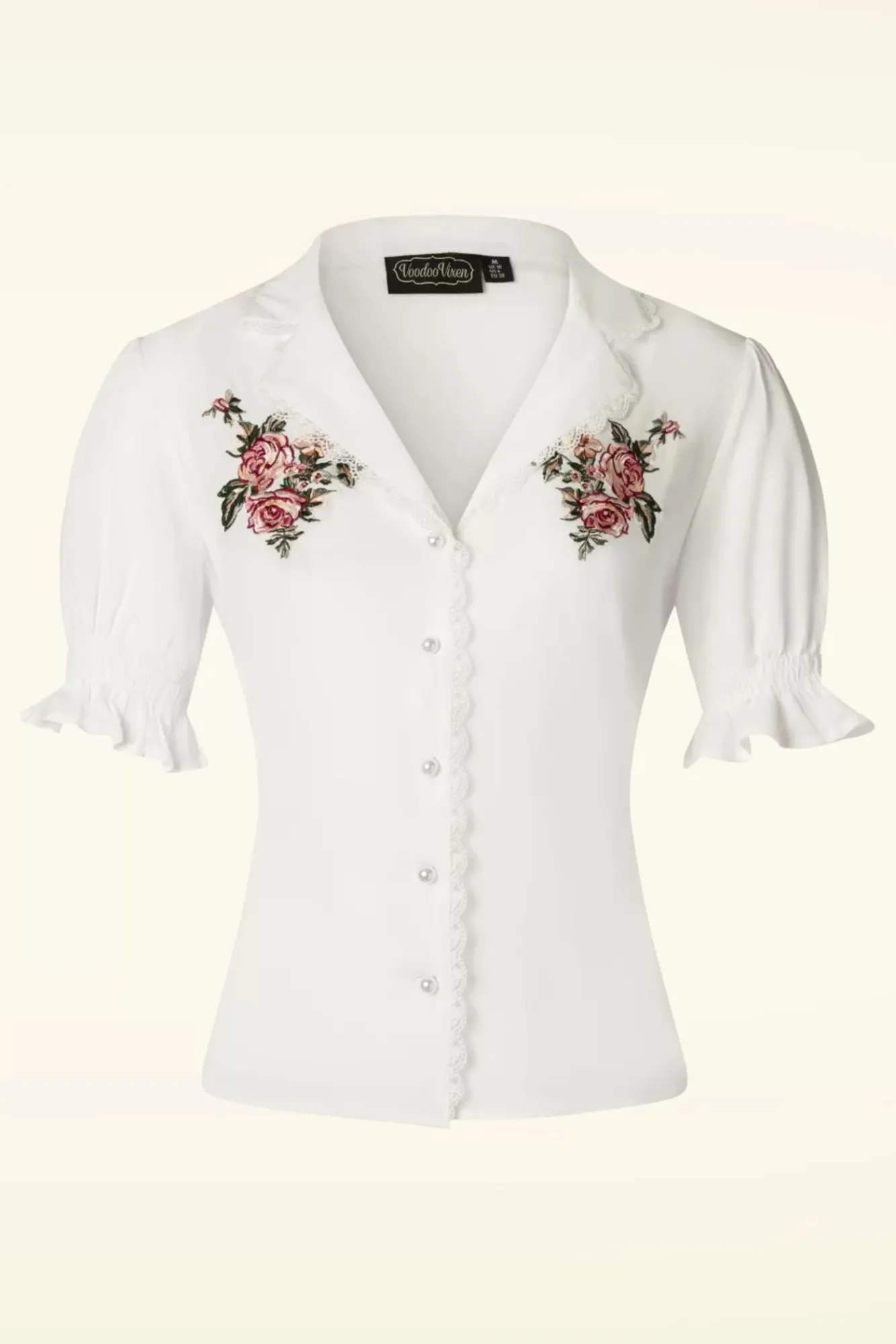 Cheap Vixen Vintage Geborduurde Bloemenblouse In Wit