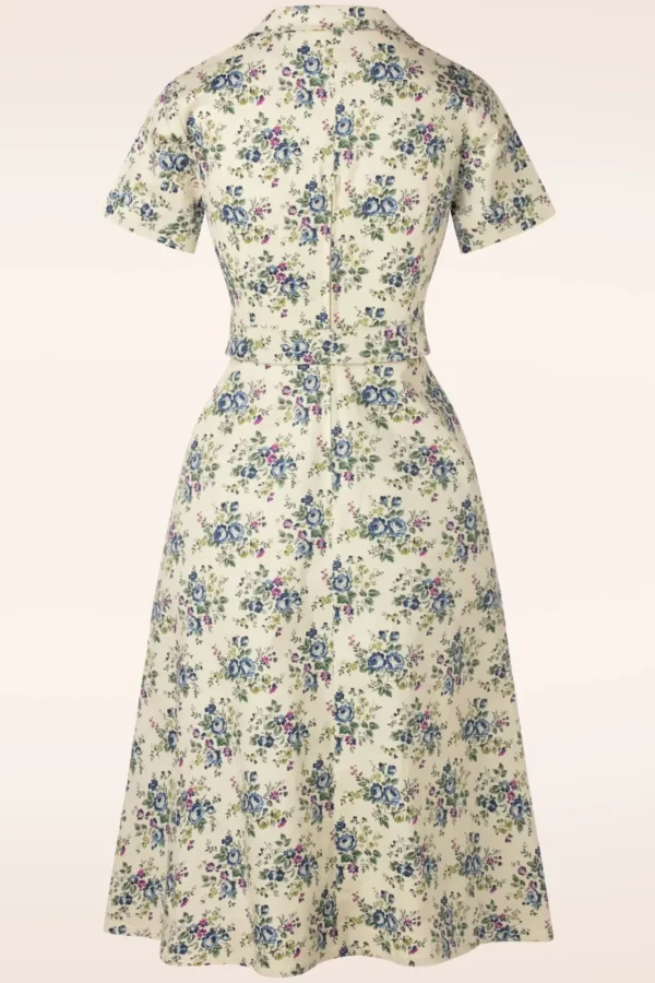 Clearance Banned Retro Wild Flower Swing Jurk In Gebroken Wit