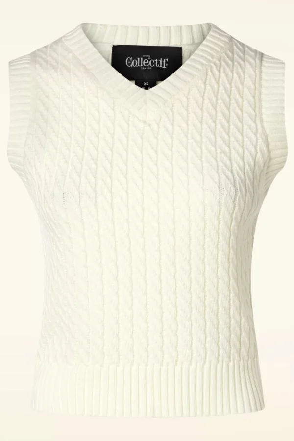 Sale Collectif Clothing Willa Gebreide Spencer In Creme