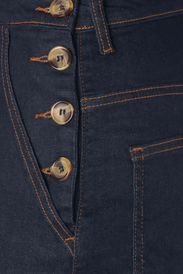 Clearance Queen Kerosin Workwear Capri Denim In Donkerblauwe Wassing